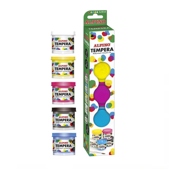 Gouache Alpino 5 x 40 ml + pinceau