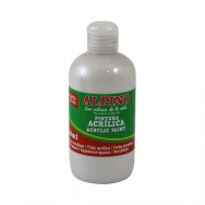 Peinture acrylique Alpino en flacon de 250 ml, blanc métallisé