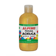 Peinture acrylique Alpino en flacon de 250 ml, blanc métallisé