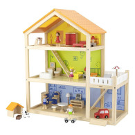 Maison poupée en bois -3 étages