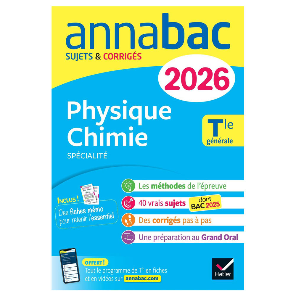 Annales du bac 2026 - Annabac Physique-Chimie Terminale générale (spécialité)