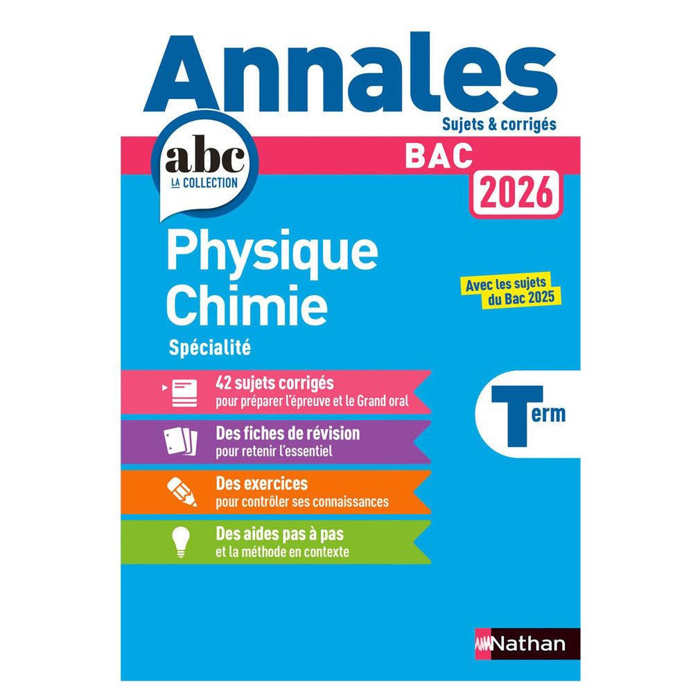 Annales Bac Physique Chimie Term. 2026 - Corrigé