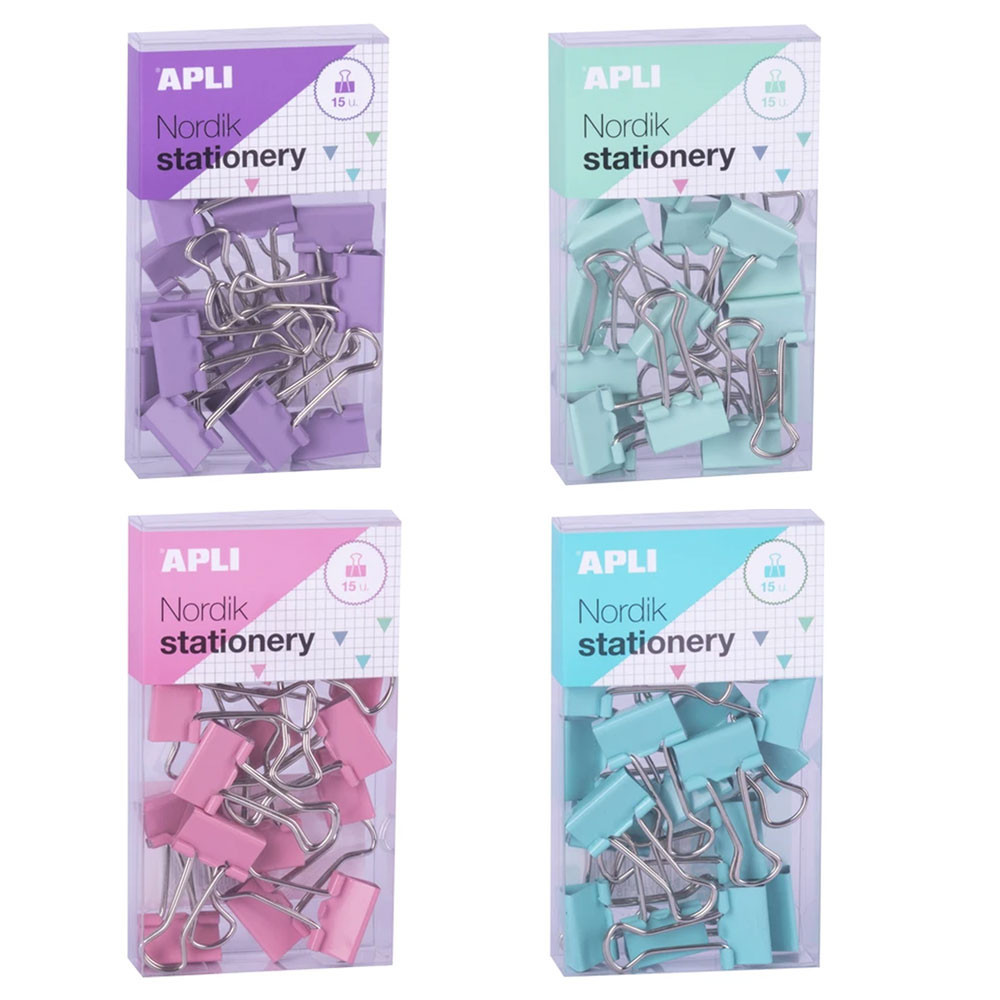 Boîte de 15 pinces à clip couleurs pastel