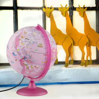 Globe terrestre - PINK ZOO - lumineux- 25 cm- illustré